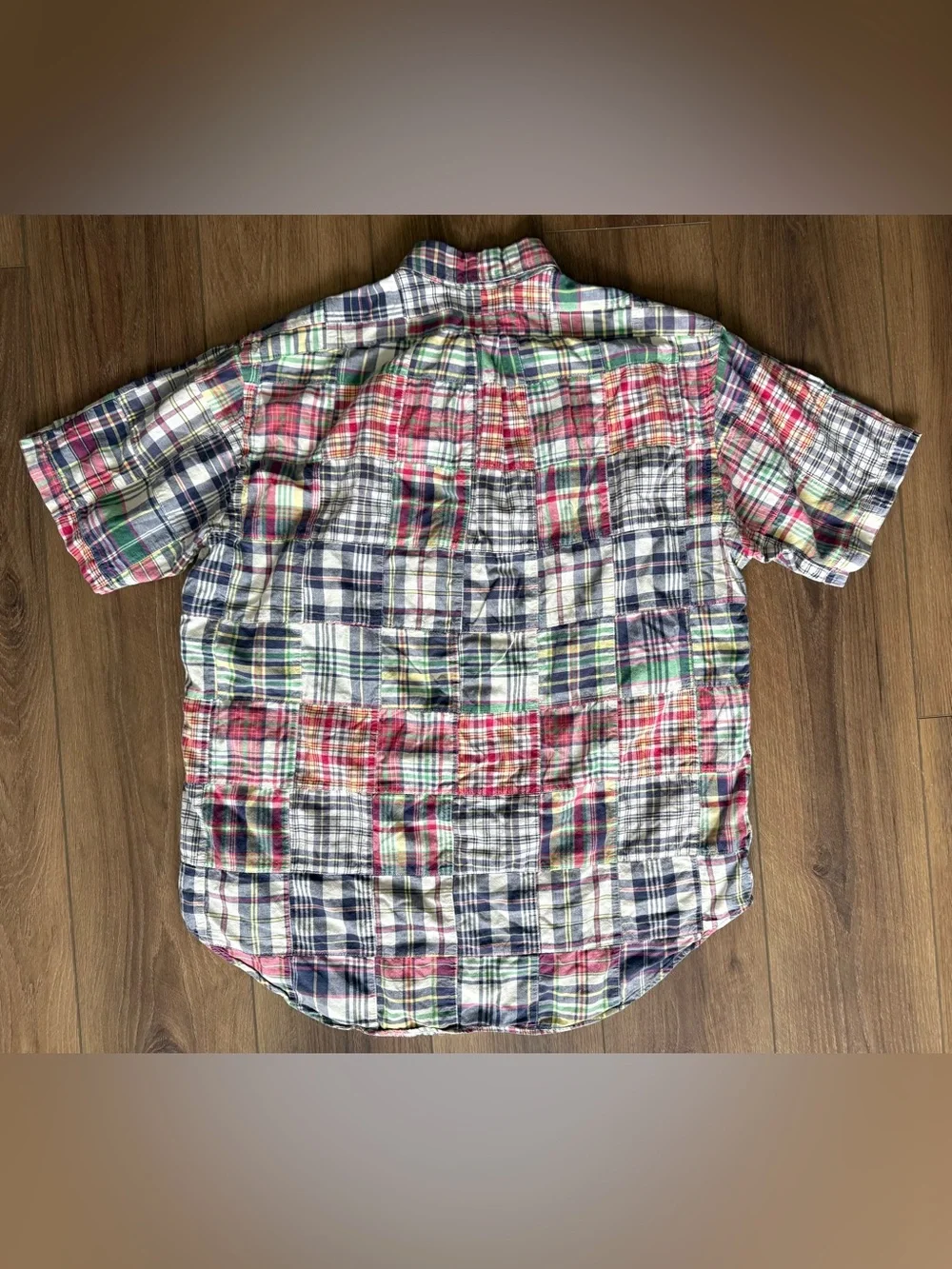 Polo Ralph Lauren VTG Button Up Mens Sz L Indian Madras BLAKE Patchwork